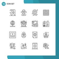 Set of 16 Modern UI Icons Symbols Signs for game tic badge toe label Editable Vector Design Elements