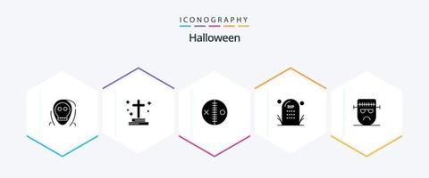 Halloween 25 Glyph icon pack including funeral. cemetery. grave. voodoo. halloween vector