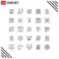 25 Universal Line Signs Symbols of reading computer repair book gift Editable Vector Design Elements