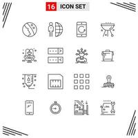 Set of 16 Commercial Outlines pack for food bbq staff barbecue devices Editable Vector Design Elements