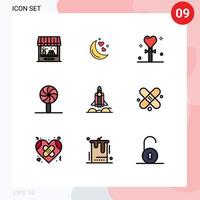 paquete de iconos de vector de stock de 9 signos y símbolos de línea para elementos de diseño de vector editables de festival de celebración de vacaciones de inicio de unicornio