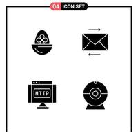 Modern Set of 4 Solid Glyphs and symbols such as boiled http egg share link Editable Vector Design Elements