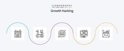 Hacking Line 5 Icon Pack Including warn. secured. router. code. hack vector