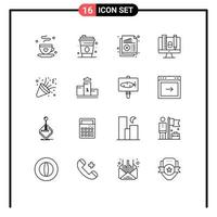 Set of 16 Modern UI Icons Symbols Signs for celebrate pincil analysis scale computer Editable Vector Design Elements