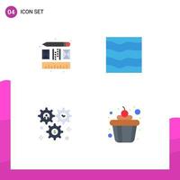 4 Thematic Vector Flat Icons and Editable Symbols of creative wheel nature water configuration Editable Vector Design Elements