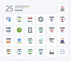 paquete de iconos de color plano de Internet 25 que incluye descarga. tecnología. grupo. red. conectado vector