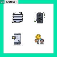 Set of 4 Modern UI Icons Symbols Signs for kitchen mail computer bulk search Editable Vector Design Elements