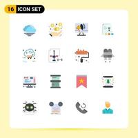 Set of 16 Modern UI Icons Symbols Signs for online buy loudspeaker report graph Editable Pack of Creative Vector Design Elements
