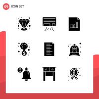 9 Solid Glyph concept for Websites Mobile and Apps cap website graph html money bank Editable Vector Design Elements