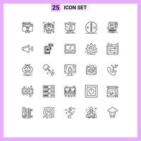 conjunto moderno de 25 líneas y símbolos como disfraces de halloween gráficos románticos ventas elementos de diseño vectorial editables vector