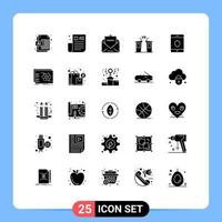 Group of 25 Solid Glyphs Signs and Symbols for security politician letter election debate Editable Vector Design Elements