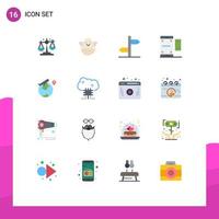 Group of 16 Flat Colors Signs and Symbols for location valentine logistic smartphone qr Editable Pack of Creative Vector Design Elements