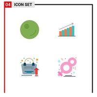 Set of 4 Commercial Flat Icons pack for peas grow up chart graph bag Editable Vector Design Elements