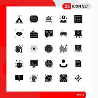 25 Thematic Vector Solid Glyphs and Editable Symbols of dollar idea pitch finance helmet Editable Vector Design Elements