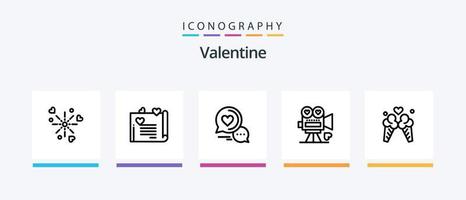 Valentine Line 5 Icon Pack Including proposal. mail. celebtare. valentine. smiley faces. Creative Icons Design vector