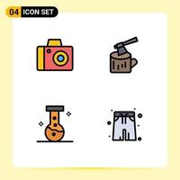 paquete de iconos de vector de stock de 4 signos y símbolos de línea para elementos de diseño de vector editables de agua de madera de hacha de laboratorio de cámara