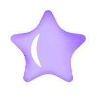 Three-dimensional inflated lilac star.  Balloon for children's parties. Elements on white background. Vector