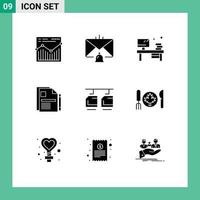 Pictogram Set of 9 Simple Solid Glyphs of sign contract document help business monitor Editable Vector Design Elements