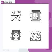 User Interface Pack of 4 Basic Filledline Flat Colors of home loading table window camping Editable Vector Design Elements