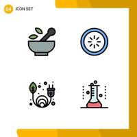 4 User Interface Filledline Flat Color Pack of modern Signs and Symbols of hospital clean energy soup connection renewable Editable Vector Design Elements