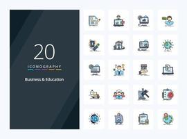 20 Business And Education line Filled icon for presentation vector