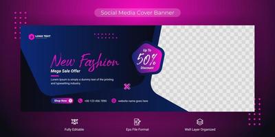 Fashion sale social media post cover banner template, Web banner timeline template vector