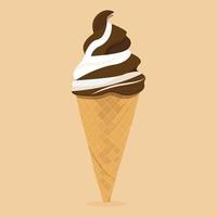 vector ice cream cone mix of vanilla and chocolate flavors