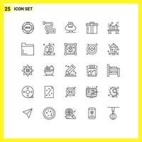 Modern Set of 25 Lines Pictograph of across present cloud holiday dinner Editable Vector Design Elements