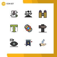 Set of 9 Modern UI Icons Symbols Signs for summer beach building designer text Editable Vector Design Elements