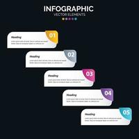 Diagrama de infografía de 5 opciones Informe anual Diseño web Concepto de negocio Pasos o procesos vector