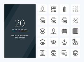 20 Devices Outline icon for presentation vector