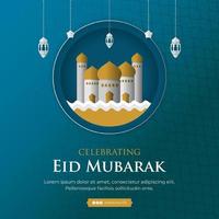 Islamic eid celebration social media post template vector