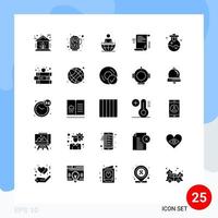 Solid Glyph Pack of 25 Universal Symbols of chemical wifi global process presentation data Editable Vector Design Elements