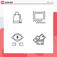 4 Line concept for Websites Mobile and Apps bag dollar buy crowd digital Editable Vector Design Elements