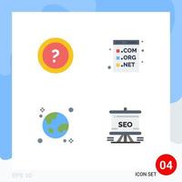 4 Thematic Vector Flat Icons and Editable Symbols of about programming question code earth Editable Vector Design Elements