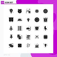 Group of 25 Modern Solid Glyphs Set for internet data table business decorate Editable Vector Design Elements