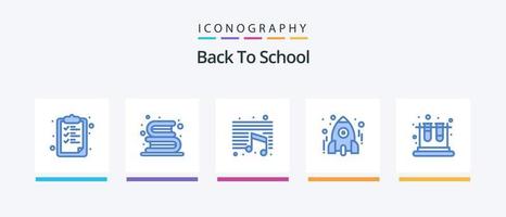 paquete de iconos azul 5 de regreso a la escuela que incluye estudio. cohete. leer. aprender. escuela. diseño de iconos creativos vector