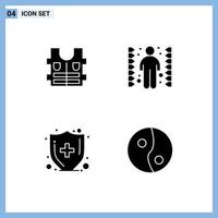 conjunto de 4 iconos de interfaz de usuario modernos signos de símbolos para la tarea de desafío de seguro médico de chaqueta elementos de diseño de vector editables yin