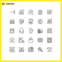 25 iconos creativos, signos y símbolos modernos de configuración de servicio, marcador de posición de chat, carnaval, elementos de diseño vectorial editables vector