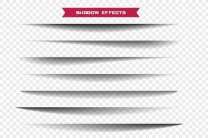 conjunto de siete sombras realistas de hojas anchas de papel vector