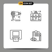 Stock Vector Icon Pack of 4 Line Signs and Symbols for dryer card machine hobbies quality control Editable Vector Design Elements