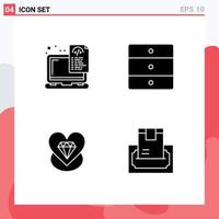 4 Solid Glyph concept for Websites Mobile and Apps device diamond laptop home heart Editable Vector Design Elements