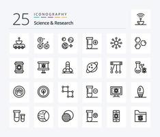 paquete de iconos de 25 líneas de ciencia que incluye web. red. planeta. espacio. agregar vector