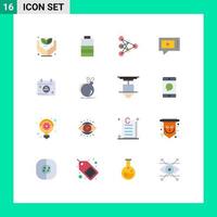 Mobile Interface Flat Color Set of 16 Pictograms of day calendar deep service live Editable Pack of Creative Vector Design Elements