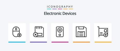 paquete de iconos de línea 5 de dispositivos que incluye gadget. ordenadores. hardware. hardware. dispositivos. diseño de iconos creativos vector