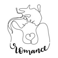 romantic couple continuous line drawing vector illustration
