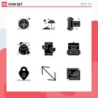 Set of 9 Modern UI Icons Symbols Signs for network community camera accessories chat drink Editable Vector Design Elements