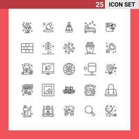 25 Thematic Vector Lines and Editable Symbols of business cleaning business clean bed Editable Vector Design Elements