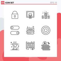9 iconos creativos signos y símbolos modernos de elementos de diseño vectorial editables de control de palanca de indicador de canasta de huevos vector