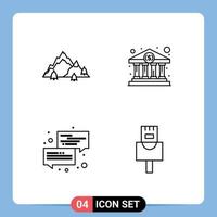 conjunto de 4 iconos de ui modernos símbolos signos para comunicación de montaña naturaleza comprar diálogo elementos de diseño vectorial editables vector